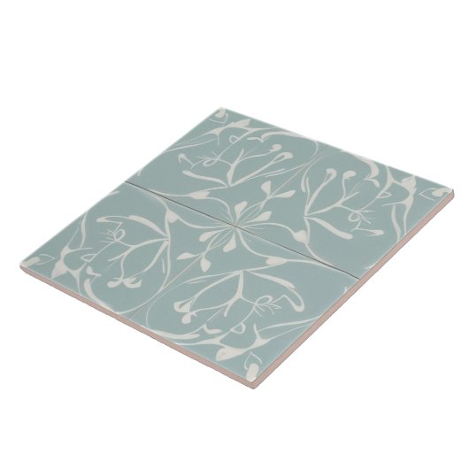 Pastel Baby Blue & White Decoration Abstrakt Fliese (Seite)