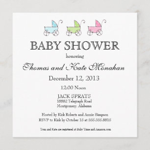 Pastel Baby Carriage Shower Einladung