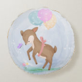 PASTEL BABY DEER MIT FARBHAFTEN BALLOONS RUNDES KISSEN (Rückseite)