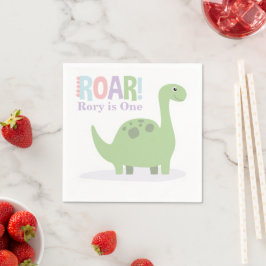 Pastel Baby Dinosaurs Roar Geburtstagsparty Serviette