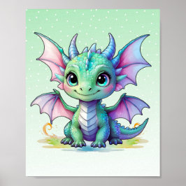 Pastel Baby Dragon Print Poster