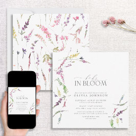 Pastel Baby in Bloom Script Bloral Baby Dusche Einladung