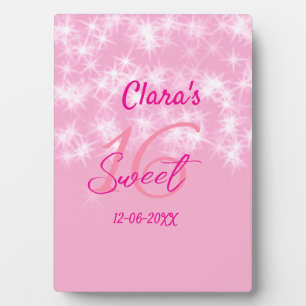 Pastel Baby pink süß 16 Geburtstag hinzufügen Name Fotoplatte