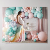 Pastel Baby Shower Ballon Fotografie Hintergrund Poster (Vorne)