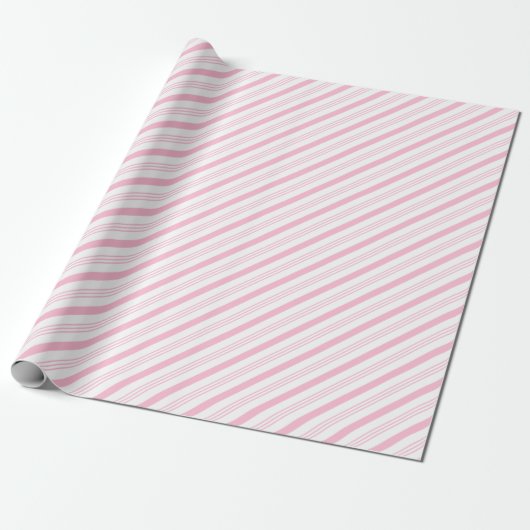 Pastel Baby Soft Pink und White Strift Geschenk Geschenkpapier (Ungerollt)