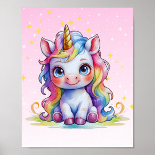 Pastel Baby Unicorn Print Poster