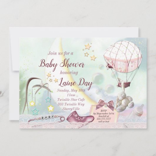 Pastel Babydusche Einladung (Vorderseite)