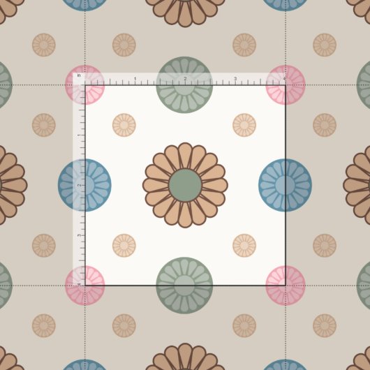 Pastel Babylonian Inspiriertes Blumenmuster Stoff