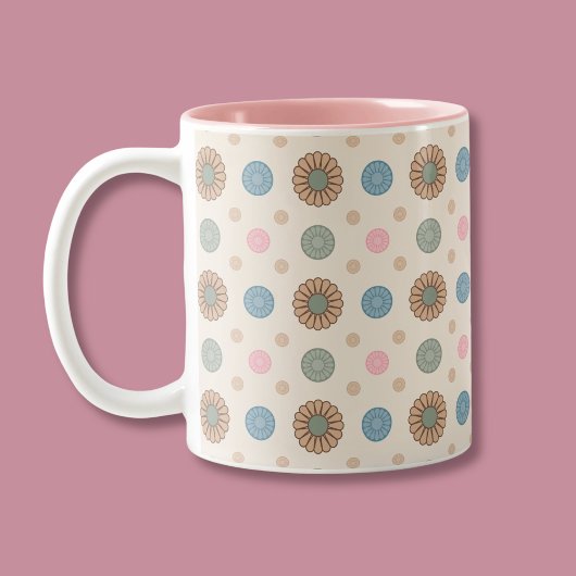 Pastel Babylonian Inspiriertes Blumenmuster Zweifarbige Tasse