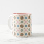 Pastel Babylonian Inspiriertes Blumenmuster Zweifarbige Tasse (Vorderseite Links)