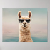 Pastel Background Llama mit Sonnenbrille Poster (Vorne)