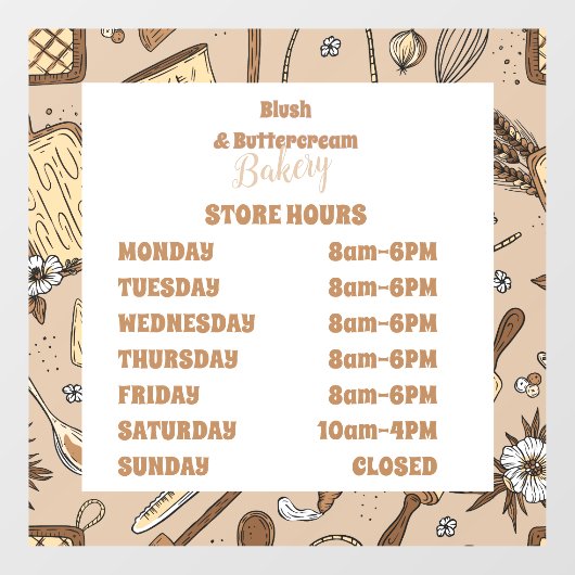 Pastel Bakery Branding Fensteraufkleber (Blatt)