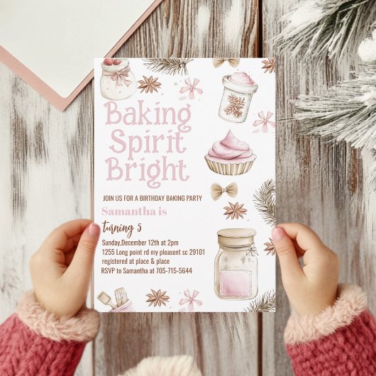 Pastel Baking Spirit Bright Christmas Cookie Birth Einladung