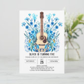Pastel Ballad Guitar Boy Birthday Einladung (Stehend Vorderseite)