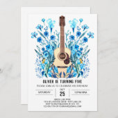 Pastel Ballad Guitar Boy Birthday Einladung (Vorne/Hinten)