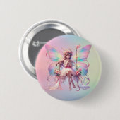 Pastel Ballerina Fairy Princess Girls Button (Vorne & Hinten)