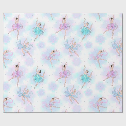 Pastel Ballet Dancers Geschenkpapier (Flach)