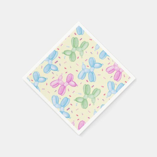 Pastel Balloon Animal Birthday Party Napkins Serviette (Ecke)