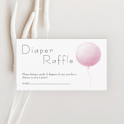 Pastel Balloon Baby Girl Shower Diaper Raffle Begleitkarte
