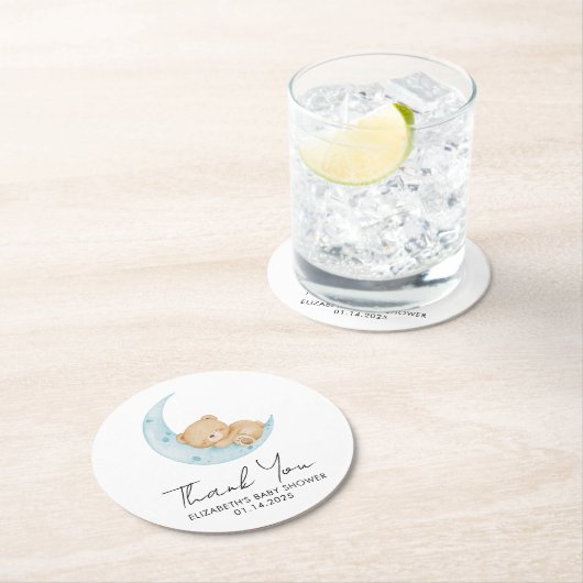 Pastel Balloon Baby Shower Runder Pappuntersetzer (Vor Ort)