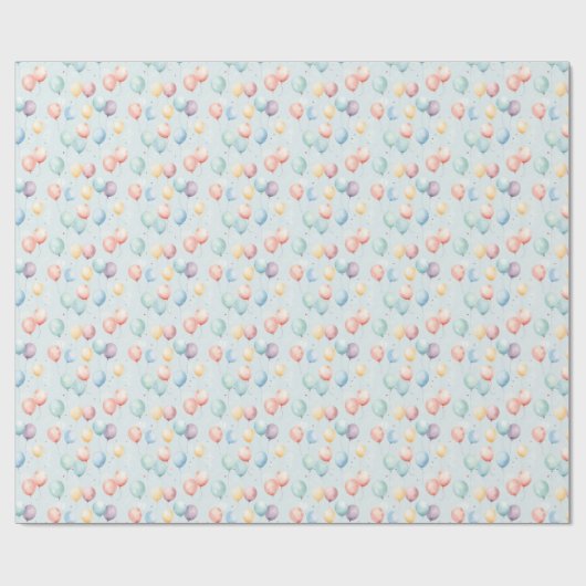 Pastel Balloon Nursery Pattern, Soft Rainbow Boys Geschenkpapier (Flach)
