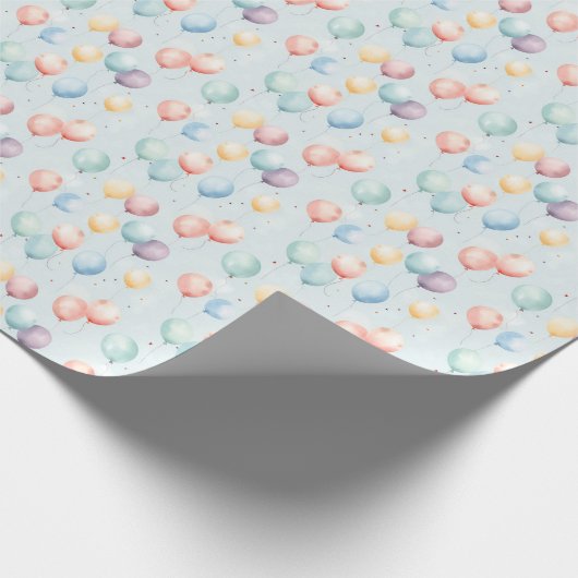 Pastel Balloon Nursery Pattern, Soft Rainbow Boys Geschenkpapier (Ecke)