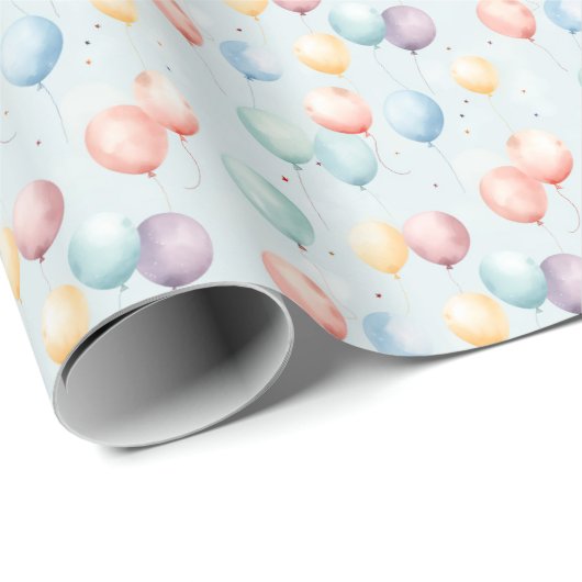 Pastel Balloon Nursery Pattern, Soft Rainbow Boys Geschenkpapier (Rolleneckpunkt)