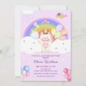 Pastel Balloon Unicorn Rainbow Baby Dusche Einladung (Vorderseite)