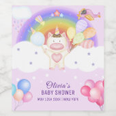 Pastel Balloon Unicorn Rainbow Baby Dusche Weinetikett (Einzelnes Label)