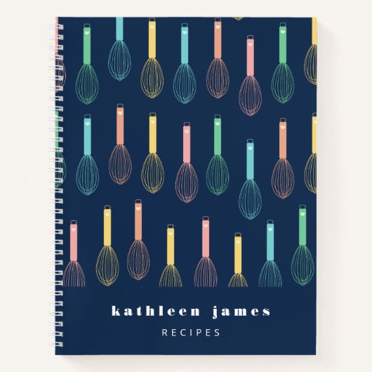 Pastel Balloon Whisks Navy Blue Recipe Notizblock (Vorderseite)