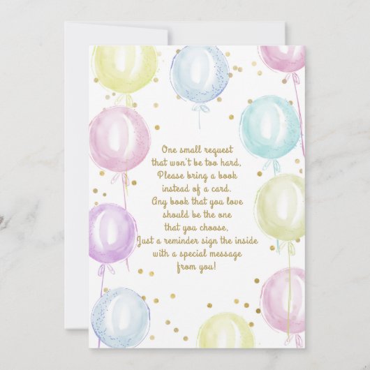 Pastel Balloons Babydusche Einladung (Rückseite)