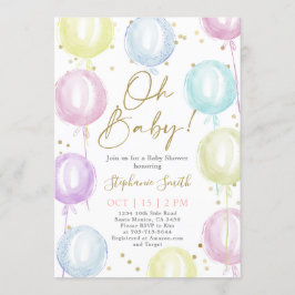 Pastel Balloons Babydusche Einladung