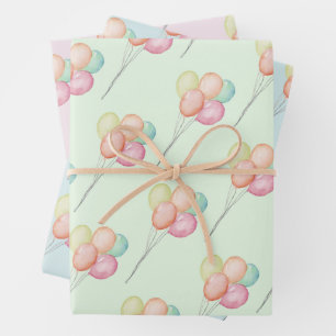 Pastel Balloons Babydusche Geschenkpapier Set
