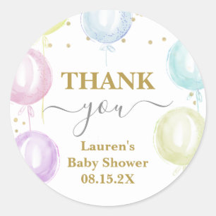 Pastel Balloons Babydusche Rundsticker Runder Aufkleber