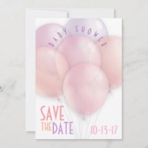 Pastel Balloons Babydusche Save the Date