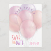 Pastel Balloons Babydusche Save the Date Ankündigungspostkarte (Vorderseite)