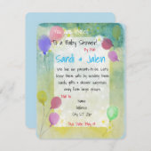 Pastel Balloons Babydusche von Mail Einladung (Vorne/Hinten)