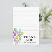Pastel Balloons Geburtstag Vielen Dank Dankeskarte (Stehend Vorderseite)