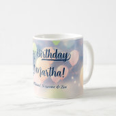 Pastel Balloons Happy Birthday Individuelle Name Kaffeetasse (VorderseiteRechts)