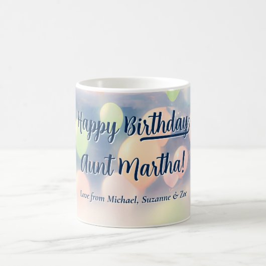 Pastel Balloons Happy Birthday Individuelle Name Kaffeetasse (Mittel)