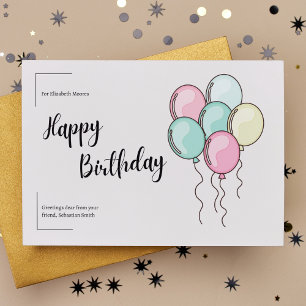 Pastel Balloons Happy Birthday Postkarte