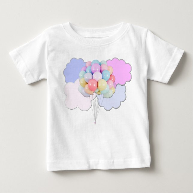 Pastel Balloons in Clouds Baby T - Shirt (Vorderseite)