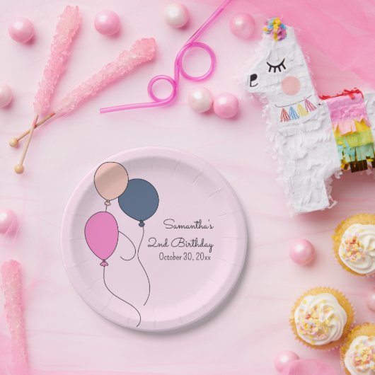 Pastel Balloons Kindergeburtstag Party Plate Pappteller (Party)