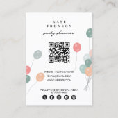 Pastel Balloons Party Planer QR Code Social Media Visitenkarte (Rückseite)