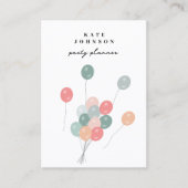Pastel Balloons Party Planer QR Code Social Media Visitenkarte (Vorderseite)