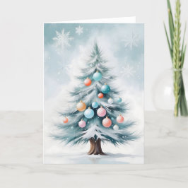 Pastel Bare Pine Tree Riesiges Shiny Ornaments Feiertagskarte
