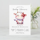Pastel Barn Cow Babydusche Einladung (Stehend Vorderseite)