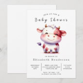 Pastel Barn Cow Babydusche Einladung (Vorne/Hinten)