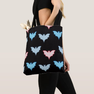 Pastel Bats Blue Grau Pink Black Halloween Tasche
