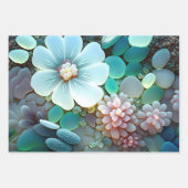 Pastel Beach Glass Blume Mosaik Geschenkpapier Set (Vorderseite 3)